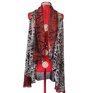 RED Black Circle Shape Shaw Wrap Cardigan Bathing suit Cover Size M/L